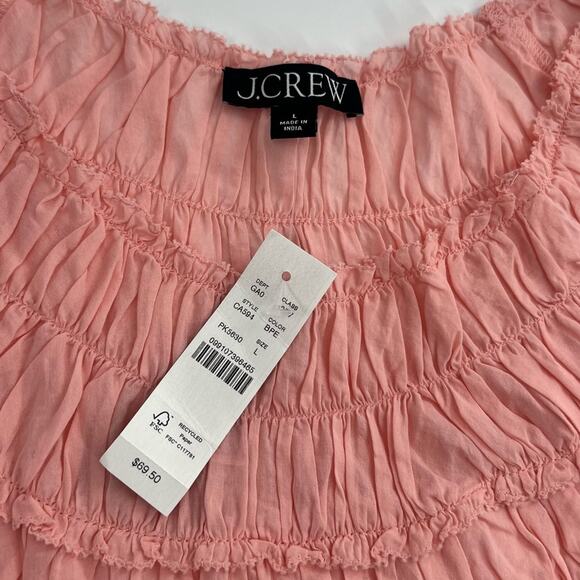 NWT J. Crew Rosalie Top Pink Cotton Voile Blouse Shirt Boho Smocked SZ L - Picture 4 of 7